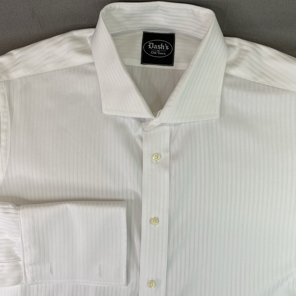 Dash's Of Old Town Men's Button Up Dress Shirt Long Sleeve White Regular Fit XL